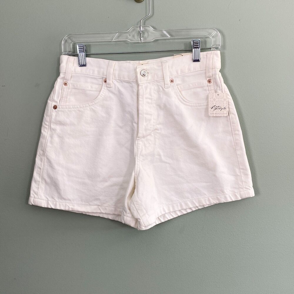 Free People Denim Shorts High Rise Cotton Womens 25 White Clean Girl Summer 4"